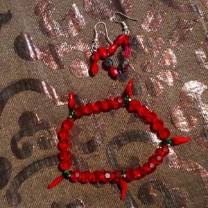 Spicy bracelet and earring set 🌶